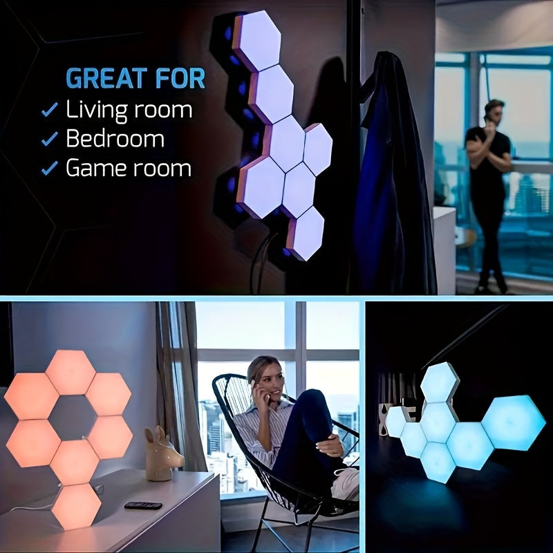 1pc Touch Activated Geometric RGB Hexagonal Wall Light - DIY Interactive Ambient Lighting for Living Rooms & Bedrooms - A Perfect, Uniquely Crafted Gift for DIY Enthusiasts