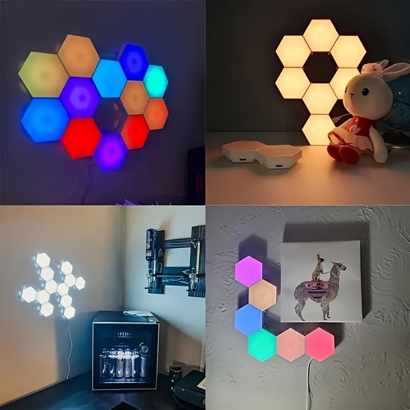 1pc Touch Activated Geometric RGB Hexagonal Wall Light - DIY Interactive Ambient Lighting for Living Rooms & Bedrooms - A Perfect, Uniquely Crafted Gift for DIY Enthusiasts