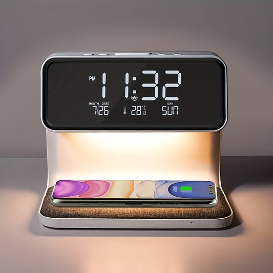 1pc Bedside Lamp Table Lamp With Charging Function Touch Dimmable Light Alarm Clock With Wireless Charger 10 W Night Light With 3 Levels Brightness For Bedroom Living Room Office