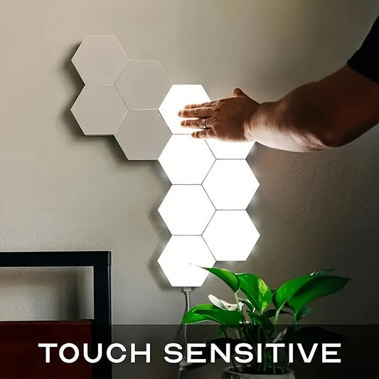 1pc Touch Activated Geometric RGB Hexagonal Wall Light - DIY Interactive Ambient Lighting for Living Rooms & Bedrooms - A Perfect, Uniquely Crafted Gift for DIY Enthusiasts