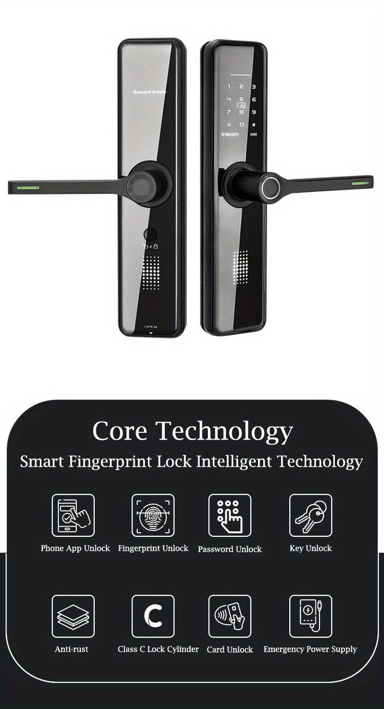 Home Electronic Digital Biometric Fingerprint Door Lock Keyless Entry Door Lock With App And Keypad, Smart Door Lock, Front Door Locks