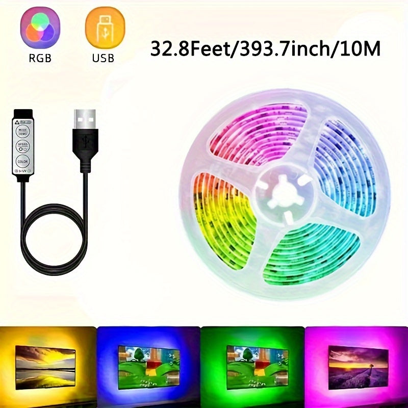 1 Roll 2835 RGB LED TV Smart Strip Lights - Flexible, Adhesive, Color-Changing, Dimmable, Waterproof - Perfect for TV Background, Game Room, Christmas, Holiday Party, Valentine's Day Decorations and Ambient Lighting