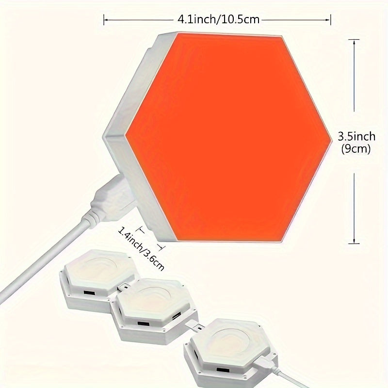 1pc Touch Activated Geometric RGB Hexagonal Wall Light - DIY Interactive Ambient Lighting for Living Rooms & Bedrooms - A Perfect, Uniquely Crafted Gift for DIY Enthusiasts