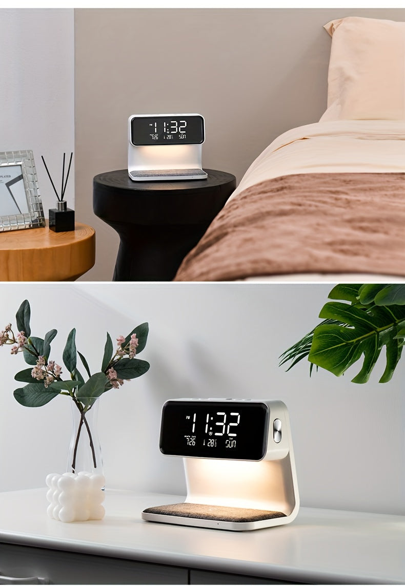 1pc Bedside Lamp Table Lamp With Charging Function Touch Dimmable Light Alarm Clock With Wireless Charger 10 W Night Light With 3 Levels Brightness For Bedroom Living Room Office
