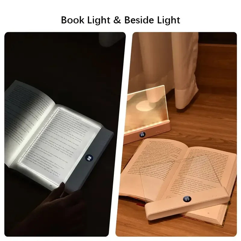 Book Light, Rechargeable Clear LED Flat Book Lights for Reading in Bed at Night with 3 Colors Dimmable Panel Plate Book Lamp