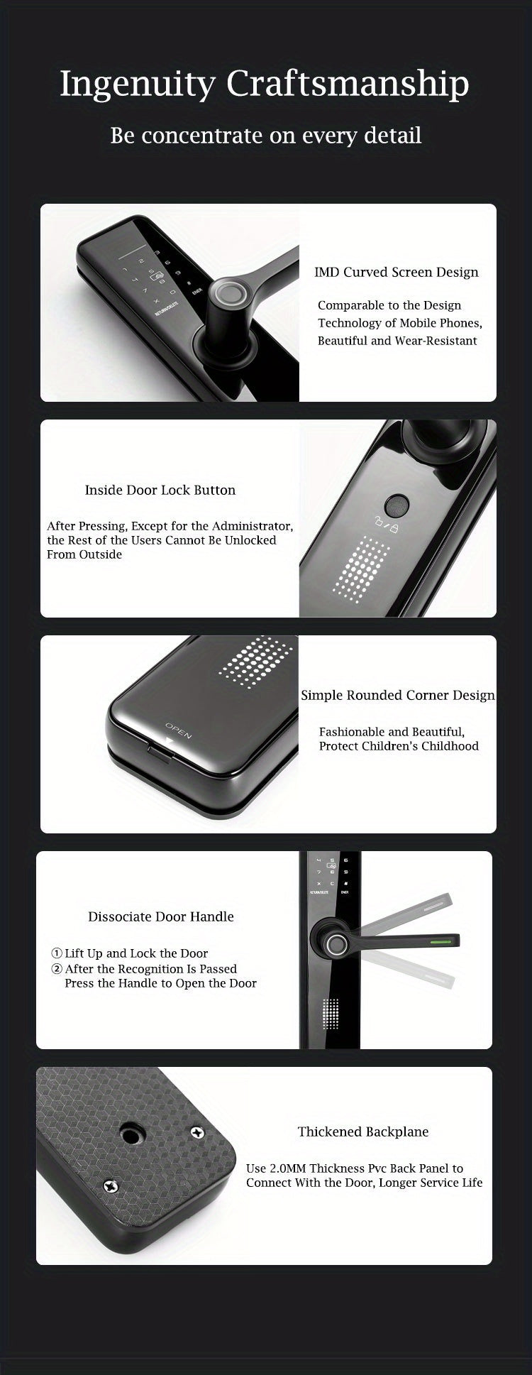 Home Electronic Digital Biometric Fingerprint Door Lock Keyless Entry Door Lock With App And Keypad, Smart Door Lock, Front Door Locks