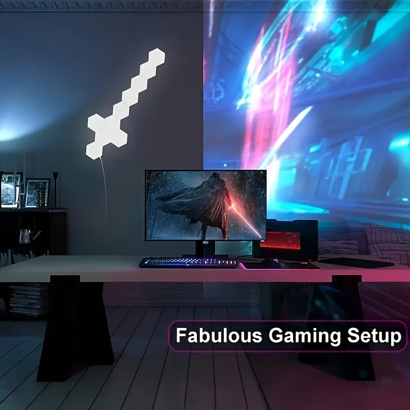 1pc Touch Activated Geometric RGB Hexagonal Wall Light - DIY Interactive Ambient Lighting for Living Rooms & Bedrooms - A Perfect, Uniquely Crafted Gift for DIY Enthusiasts