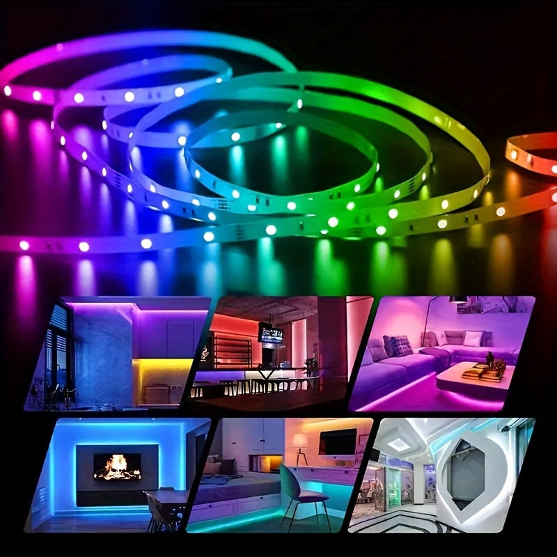 1 Roll 2835 RGB LED TV Smart Strip Lights - Flexible, Adhesive, Color-Changing, Dimmable, Waterproof - Perfect for TV Background, Game Room, Christmas, Holiday Party, Valentine's Day Decorations and Ambient Lighting