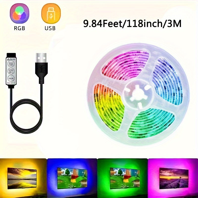 1 Roll 2835 RGB LED TV Smart Strip Lights - Flexible, Adhesive, Color-Changing, Dimmable, Waterproof - Perfect for TV Background, Game Room, Christmas, Holiday Party, Valentine's Day Decorations and Ambient Lighting